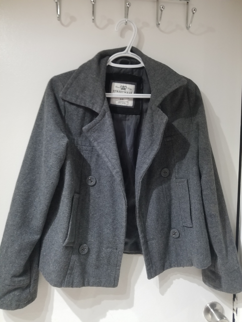 Streetwear Society Gray Double-Breasted Wool Jacket